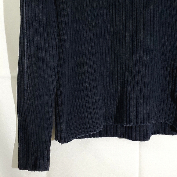 Grayson & Dunn Dark Navy Blue 100% Cotton Ribbed Knit Long Sleeve Sweater - L - Picture 5 of 14